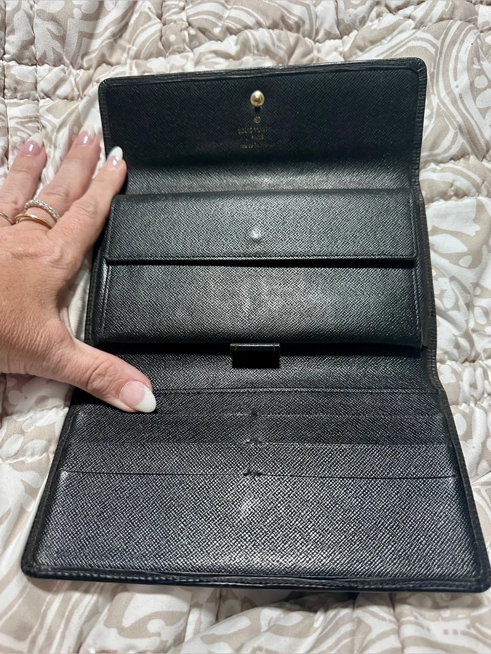 Louis Vuitton Black Epi Leather Long Wallet